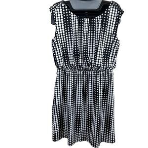 Corey P Black & White Polka Dot Lined Dress M